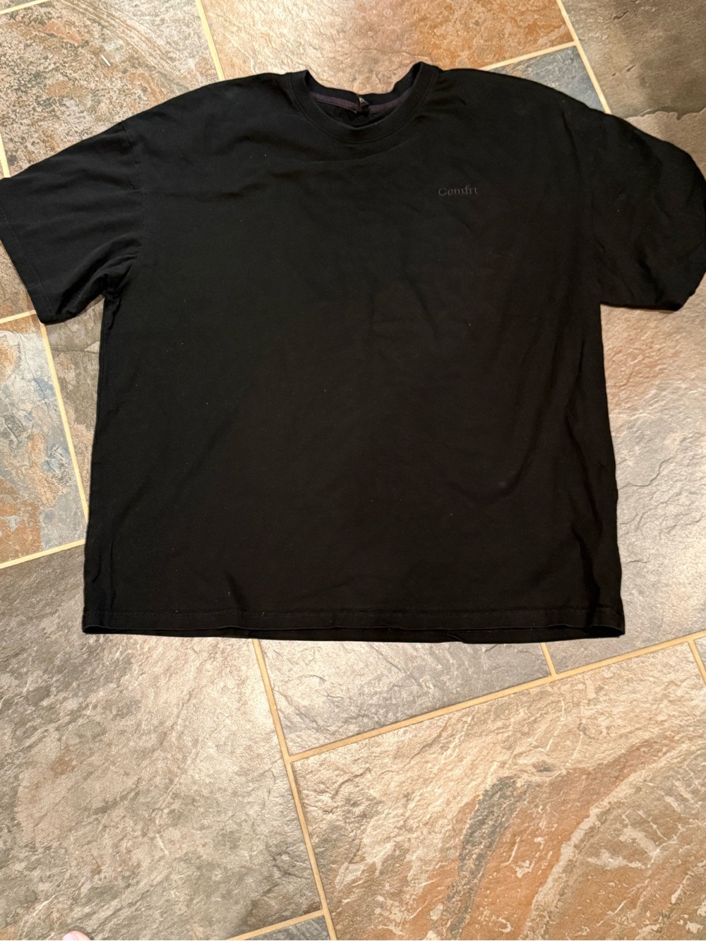 Comfort Embroidered Black Crew Tee for Men